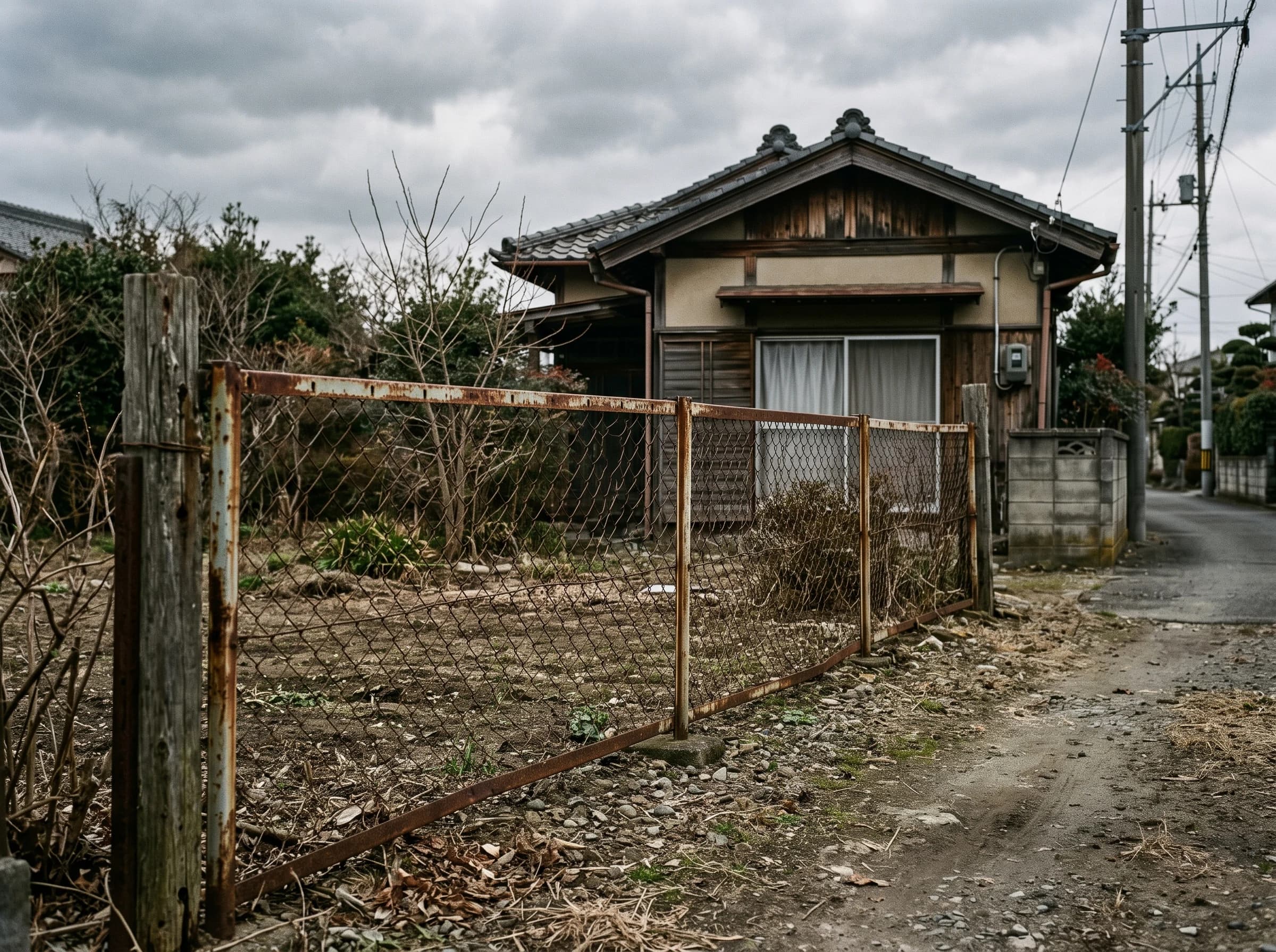 施工前の古い金属フェンス